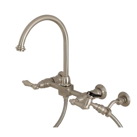 Restoration KS1298ALBS 8" Centerset Wall Mount Kitchen Faucet with Brass Sprayer KS1298ALBS